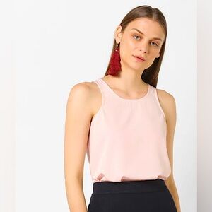 Vero Moda L pale pink shell top sleeveless back zip scalloped blouse